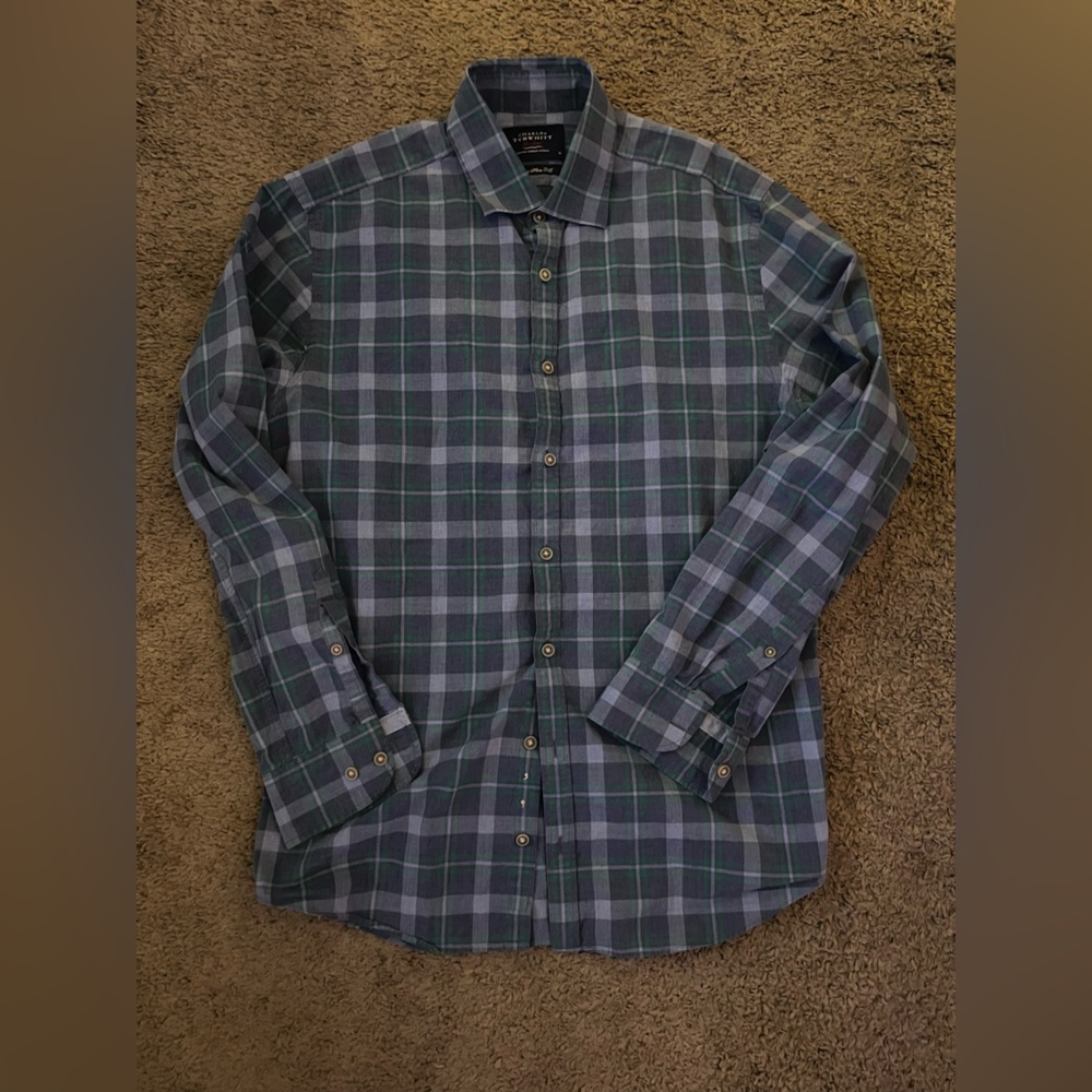 Charles Tyrwhitt Navy and Forest Check Shirt